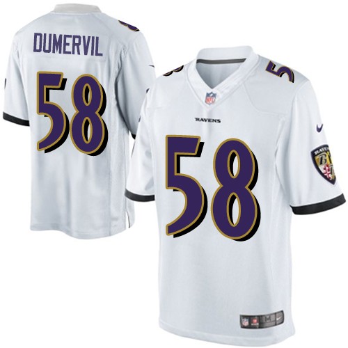 Youth Elite Elvis Dumervil Nike Jersey White Road - #58 NFL Baltimore Ravens